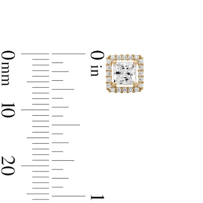 14K Gold Plated CZ Square Frame Studs