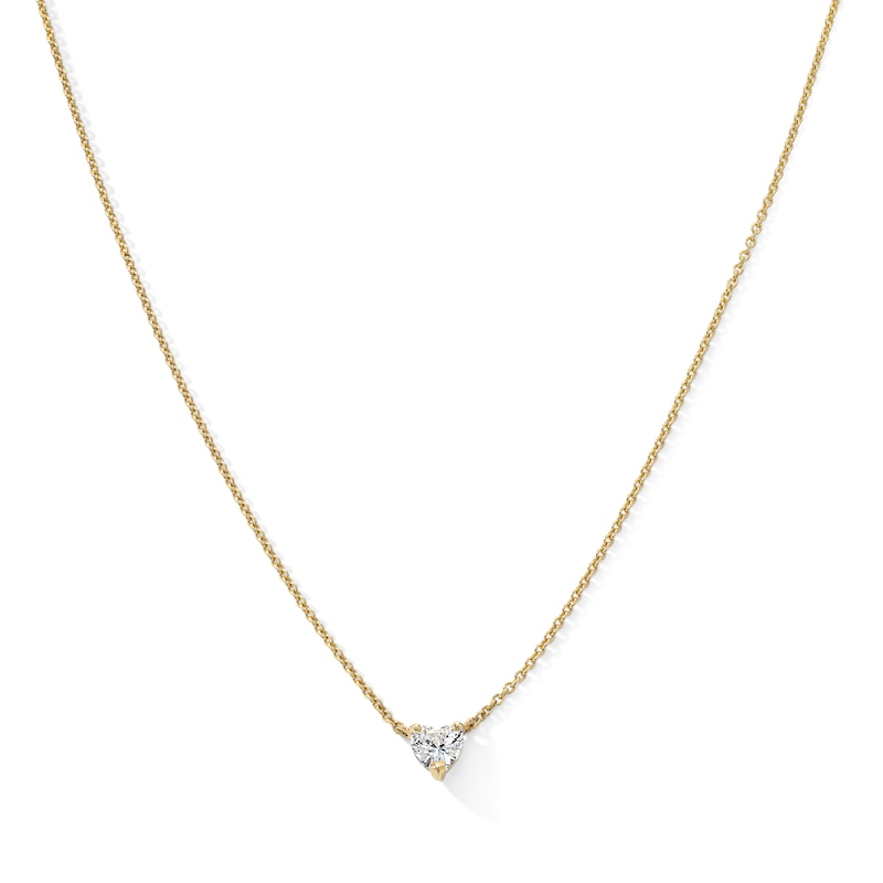 14K Gold Plated CZ Heart Necklace - 18"