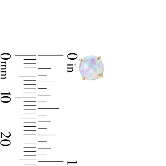 14K Gold Plated 4mm Simulated White Opal Solitaire Studs