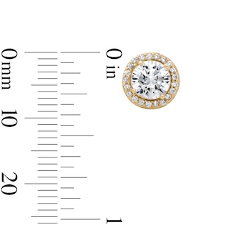 14K Gold Plated CZ Round Halo Studs