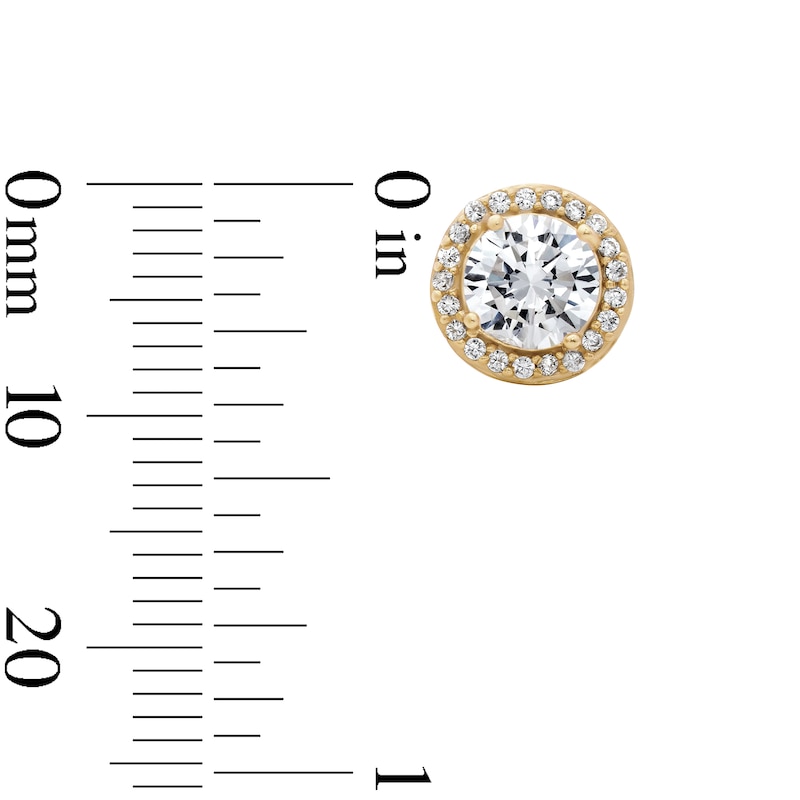 Main Image 2 of 14K Gold Plated CZ Round Halo Studs