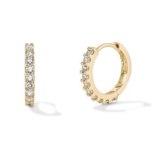 14K Gold Plated CZ Round Huggie Hoops