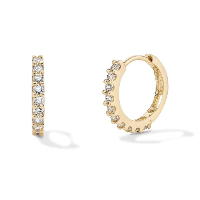 Main Image 1 of 14K Gold Plated CZ Round Huggie Hoops
