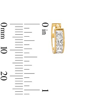 14K Gold Plated Square CZ Channel Huggie Hoops