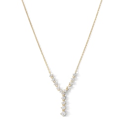 14K Gold Plated CZ Graduated "Y" Necklace - 18"