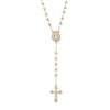 Thumbnail Image 1 of 14K Gold Plated CZ Beaded Rosary Necklace - 17.5" + 1.5"