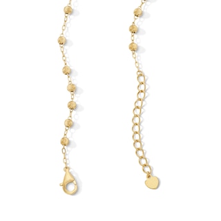 14K Gold Plated CZ Beaded Rosary Necklace - 17.5" + 1.5"