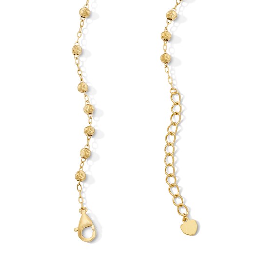 14K Gold Plated CZ Beaded Rosary Necklace - 17.5" + 1.5"