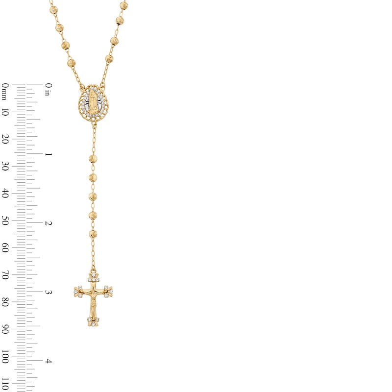 Main Image 3 of 14K Gold Plated CZ Beaded Rosary Necklace - 17.5" + 1.5"