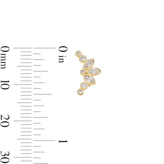 14K Gold Plated CZ Marquise & Round Crawler Studs