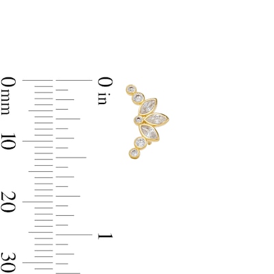 14K Gold Plated CZ Marquise & Round Crawler Studs
