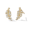 Thumbnail Image 1 of 14K Gold Plated CZ Pavé Leaf Studs