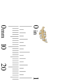 14K Gold Plated CZ Pavé Leaf Studs