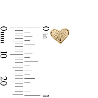 14K Gold Plated Ribbed Heart Studs