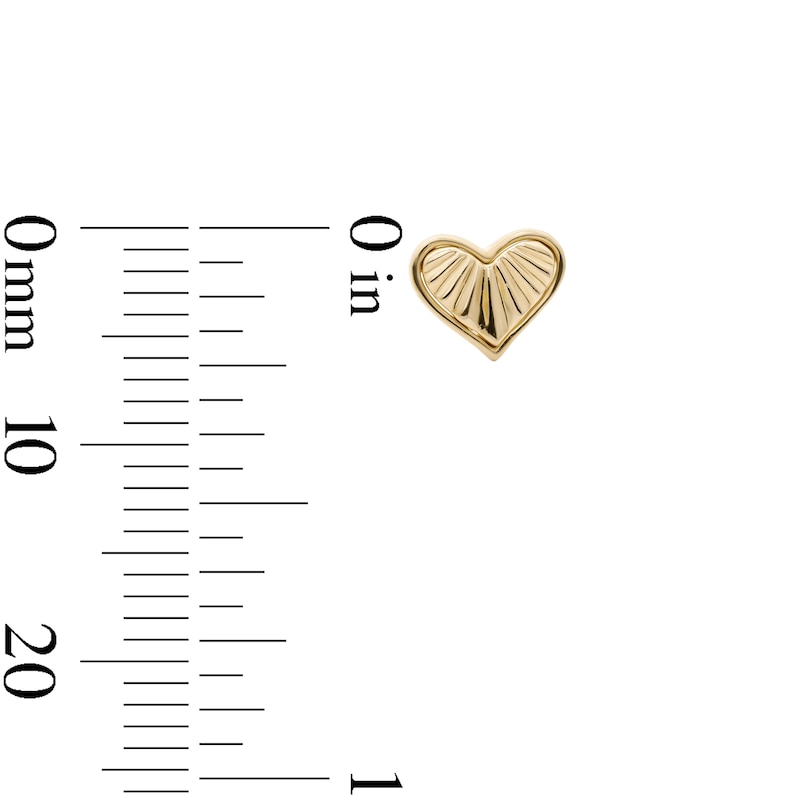 Main Image 2 of 14K Gold Plated Ribbed Heart Studs