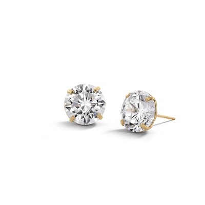 14K Gold Plated CZ Solitaire 10mm Studs