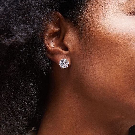 14K Gold Plated CZ Solitaire 10mm Studs