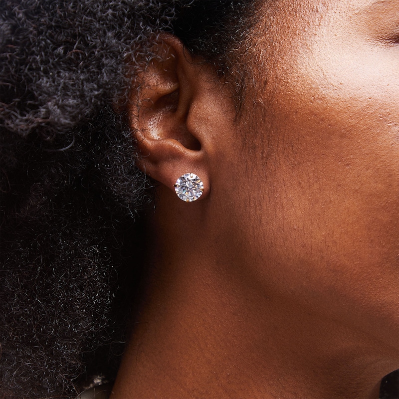 Main Image 2 of 14K Gold Plated CZ Solitaire 10mm Studs
