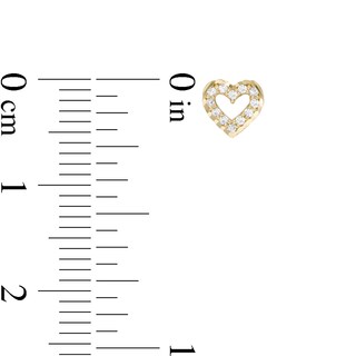 14K Gold Plated Channel-Set CZ Heart Studs