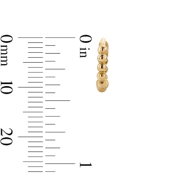 14K Gold Plated Polished Beaded Huggie Hoops