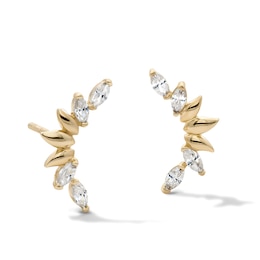 14K Gold Plated CZ Marquise Crawler Earrings