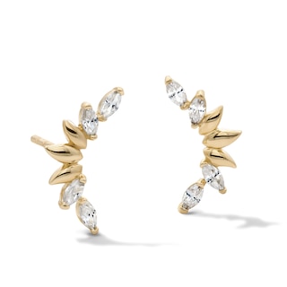 14K Gold Plated CZ Marquise Crawler Earrings