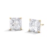 Thumbnail Image 1 of 14K Gold Plate Princess-Cut CZ Quad Groove 9mm Studs