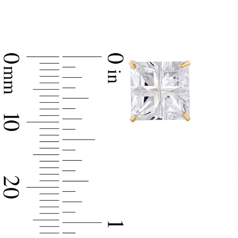 Main Image 5 of 14K Gold Plate Princess-Cut CZ Quad Groove 9mm Studs