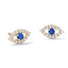 Thumbnail Image 1 of 14K Gold Plated Blue and White CZ Evil Eye Studs