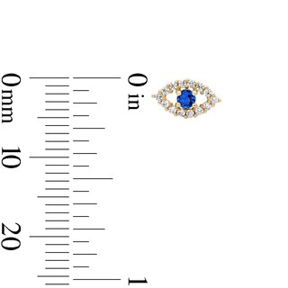 14K Gold Plated Blue and White CZ Evil Eye Studs