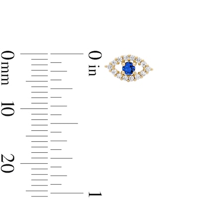 14K Gold Plated Blue and White CZ Evil Eye Studs