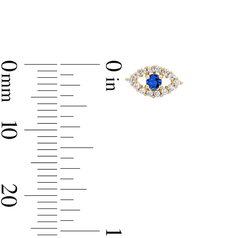 Main Image 2 of 14K Gold Plated Blue and White CZ Evil Eye Studs