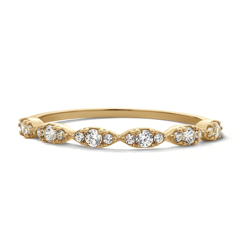 14K Gold Plated CZ Twist Cluster Band
