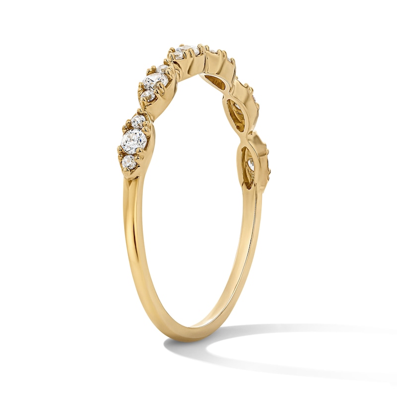 14K Gold Plated CZ Twist Cluster Band