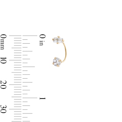 14K Gold Plated Baguette and Round CZ Telephone Studs