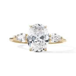 14K Gold Plated CZ Oval and Pear Promise Ring - Size 7