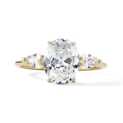 14K Gold Plated CZ Oval and Pear Promise Ring
