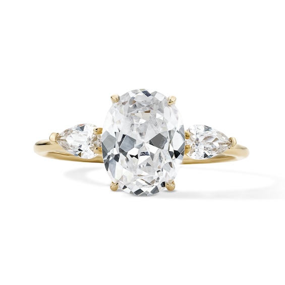 14K Gold Plated CZ Oval and Pear Promise Ring