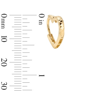 14K Gold Plated Diamond-Cut Heart Huggie Hoops