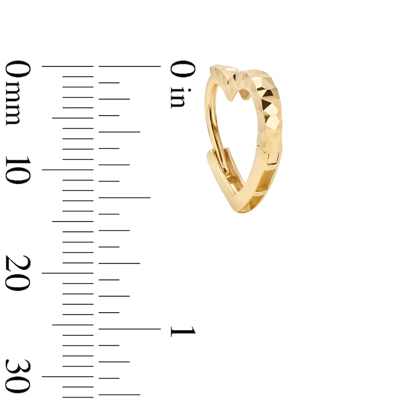 Main Image 2 of 14K Gold Plated Diamond-Cut Heart Huggie Hoops