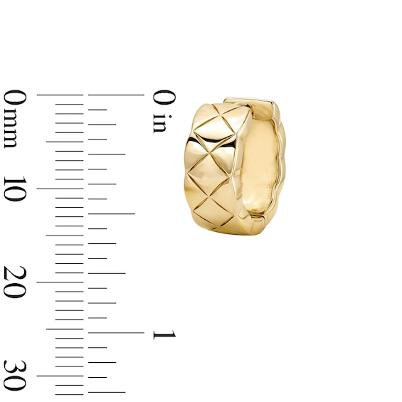 14K Gold Plated Quilted Huggie Hoops