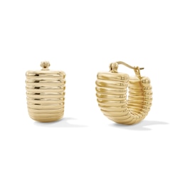 14K Gold Plated Ribbed Scoop Hoops