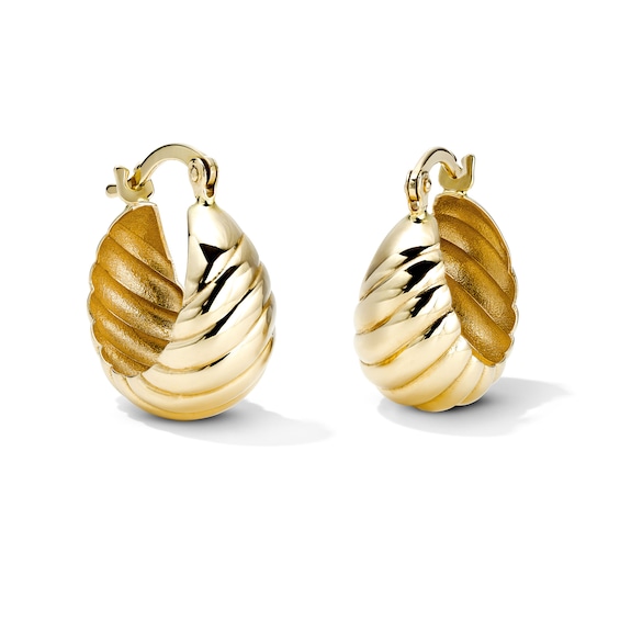 14K Gold Plated Puffy Shrimp Hoops