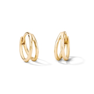 14K Gold Plated Split Double Huggie Hoops