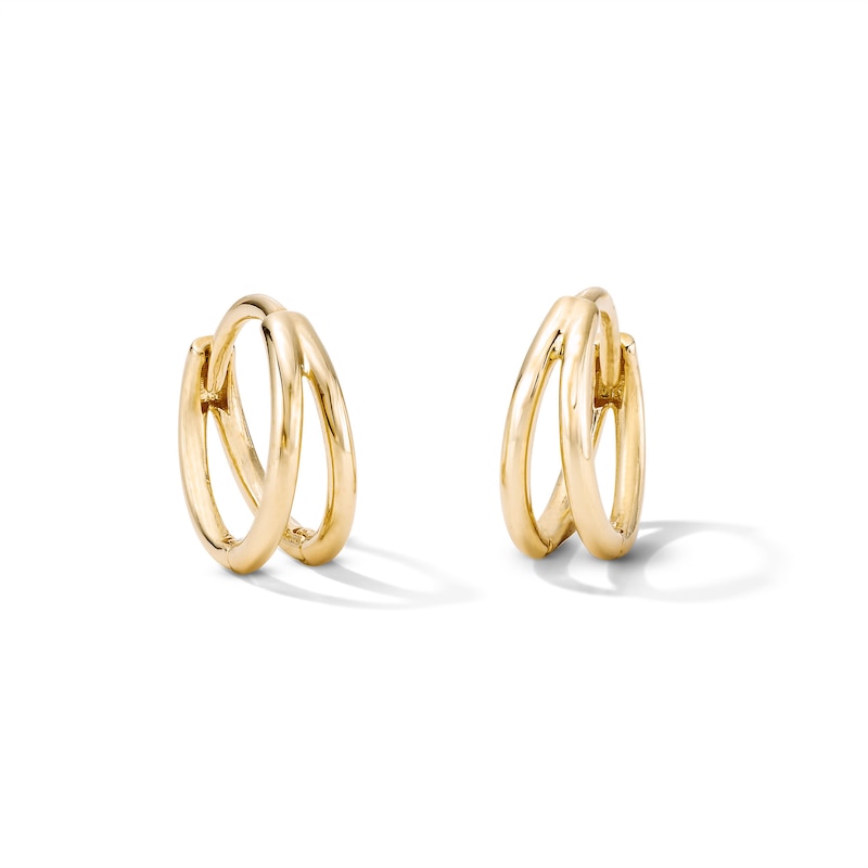Main Image 1 of 14K Gold Plated Split Double Huggie Hoops