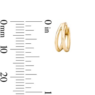 14K Gold Plated Split Double Huggie Hoops