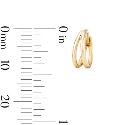 14K Gold Plated Split Double Huggie Hoops