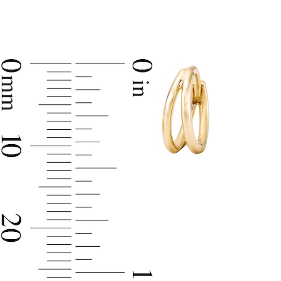 14K Gold Plated Split Double Huggie Hoops
