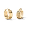 Thumbnail Image 1 of 14K Gold Plated Wide Ribbed Huggie Hoops