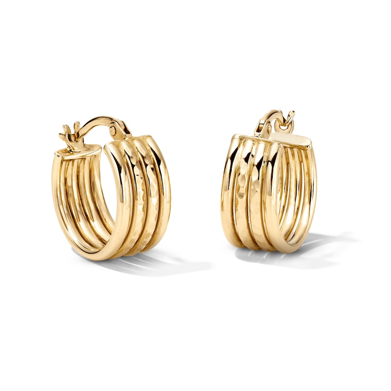 Main Image 1 of 14K Gold Plated Wide Ribbed Huggie Hoops